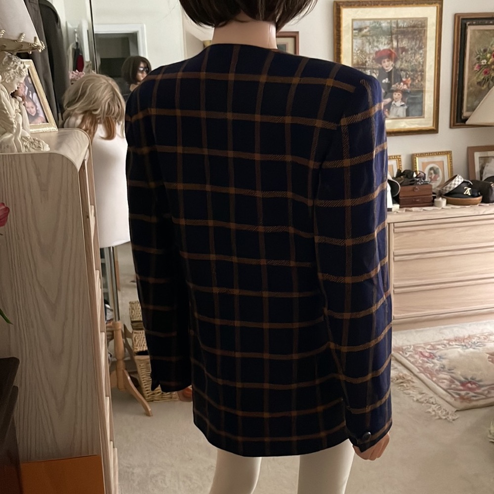 Vintage Anne Klein II Plaid Wool n Cashmere Blazer - Picture 3 of 10
